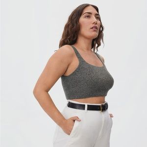 NWT Everlane The Cozy Stretch Tank Cropped Wool Recycled Nylon Yak Hair Top Gray